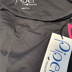 Piper by SmartPak Grey Knee patch pull on breeches with Pink Trim